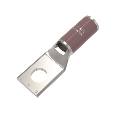 [HUB-YA4-CL6-BOX] Zapata Terminal de Compresión de Cobre Electrolítico Estañado de Cañón Corto para Tornillo de 1/2" y Calibre 4 AWG.