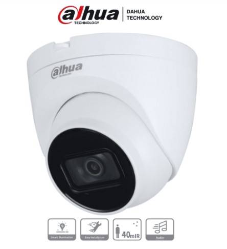 DAHUA HAC-HDW1200TQ-A-Cámara domo Dahua de 2 MP con lente de 2.8 mm - ángulo de 102 grados, IR de 40 m, micrófono, DWDR, IP67