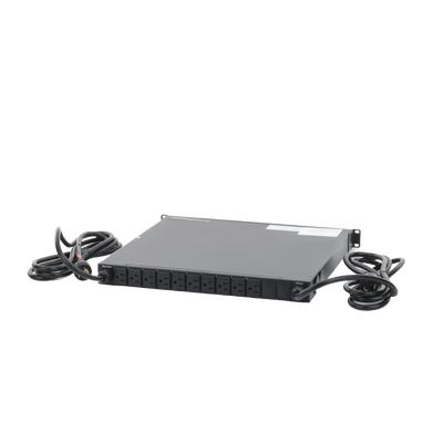 PDU Monitoreable de Transferencia Automática ATS (Fuente Redundante), Con 10 Salidas 5-15R,   Enchufes de Entrada L5-20P, Instalación Horizontal de 19in, 1UR, 20 Amp, 120 Vca 