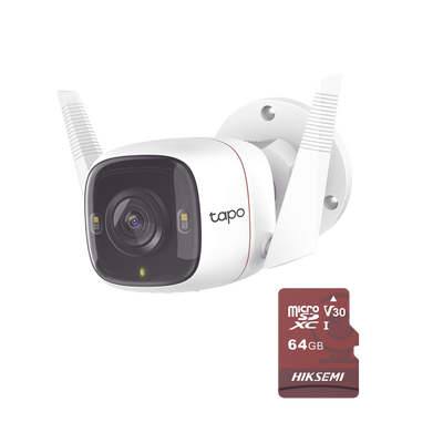 [TAPO-C320WS/HS64] Kit de Cámara IP Wi-Fi / Incluye 1 Pieza Modelo TAPO-C320WS  /  Utiliza La App Tapo / 1 Memoria Micro SD Modelo Mod  HS-TF-E1/64G