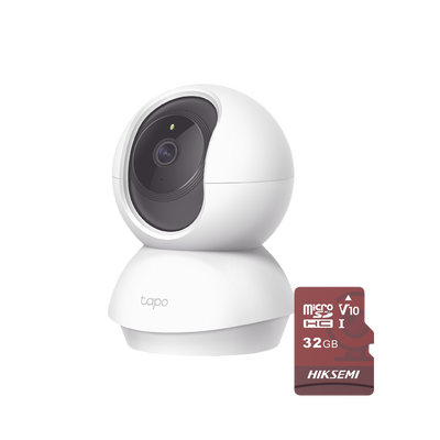 [TAPOC200/HS32] Kit de Cámara IP Wi-Fi / Incluye 1 Pieza Modelo TAPOC200 / 2 Megapixel /  Utiliza La App Tapo / 1 Memoria Micro SD  Hiksemi Modelo  HS-TF-E1/32G