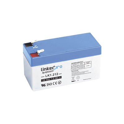 Batería 12 V / 1.2 Ah / UL / 5 Años vida útil promedio / Para uso en equipo electrónico /Alarmas de Intrusión / Incendio/ Control de acceso / Video Vigilancia / Terminales F1  ( Incluye adaptador para terminal F2 ). 