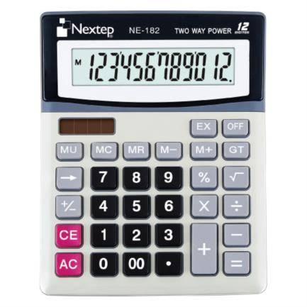 Calculadora Nextep NE-182 12 Dígitos de Semi Escritorio Batería/Solar AA 19cm x 15cm -