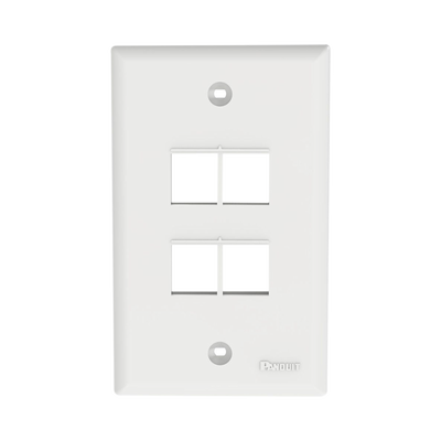 Placa de Pared Vertical, Salida Para 4 Puertos Keystone, Color Blanco 