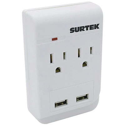 Multicontacto de ABS con 2 contactos aterrizados  y 2 puertos USB.