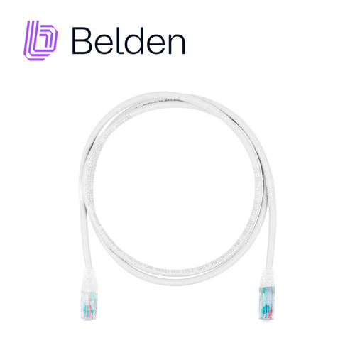 Patchcord utp cat6 belden c601109004 forro pvc blanco cmr-riser 4 pares calibre conductor 24 awg 100% cobre uso interior partes relacionadas:conectores modulares cat6 patch panel cat6 longitud 4 pies 1.2 metros