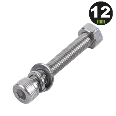 [950-5080-124] 1 Tornillo Allen Milimétrico de Acero Inoxidable  M8-1.25 x 12/ Con 1 Tuerca, 1 Arandela de Presión y 1 Plana / Para Montajes de Módulos Foto Voltaicos .