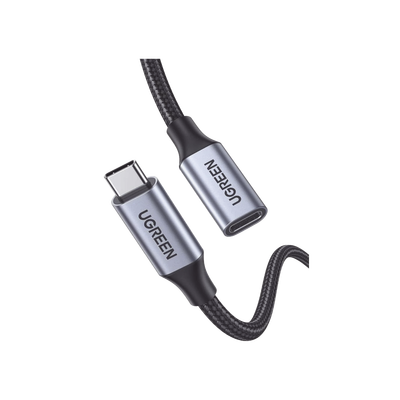 [30205] Cable USB-C Macho a USB-C Hembra | 1metro | USB-C 3.1 Gen 2 | Compatible con Thunderbolt 3 | Carcasa de Aluminio | Nylon Trenzado |  Transferencia de Datos 10 Gbps | Soporta hasta 100W para Carga Rápida.