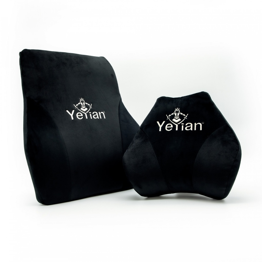 KIT DE ALMOHADA YEYIAN - COJINES MEMORY FOAM CERVICAL Y LUMBAR DE TERCIOPELO,  MOD. YKA-1090