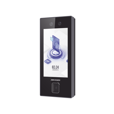 [DS-K1T344MBWX-QRE1] Terminal Facial Min Moe con LECTOR DE QRs FISICO Ultra Rápido  y Tarjetas MIFARE / 3000 Rostros / Pantalla 4.5" / Administrable en la Nube con HikConnect Teams  / Exterior IP65  / PoE / WiFi