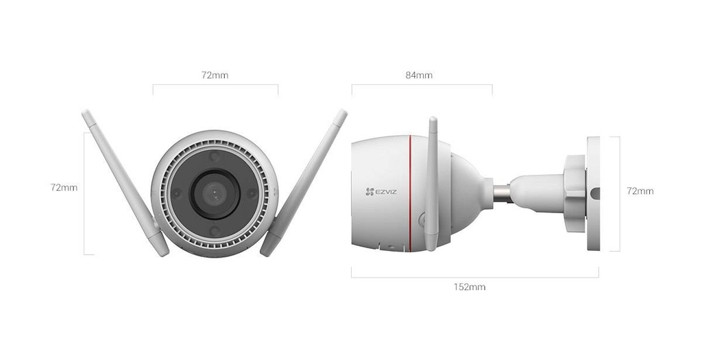 Cámara Wifi EZVIZ H3C 2K - Exterior, Inalámbrico y alámbrico, Techo/pared, 2304 x 1296 Pixeles, 3 MP