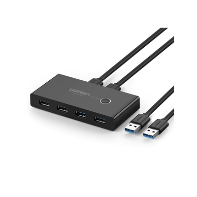 [30768] Conmutador USB para Compartir 4 Puertos USB 3.0 a 2 PC Ìs | Cambio Mediante Botón | Incluye Dos Cables USB de 1.5 m | ABS | Permite que 2 Usuarios Compartan 4 Dispositivos Periféricos USB3.0, como una impresora, un escáner, etc.