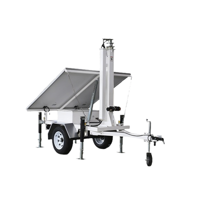 Traila con Mástil Retráctil de 7.5 m. para Videovigilancia o Iluminación, con capacidad para Instalar Módulos Solares y Baterías (No incluidos)