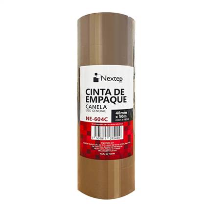 Cinta de Empaque Canela Nextep NE-604C Uso General  48mm x 50 mts  paquete con 6 piezas -