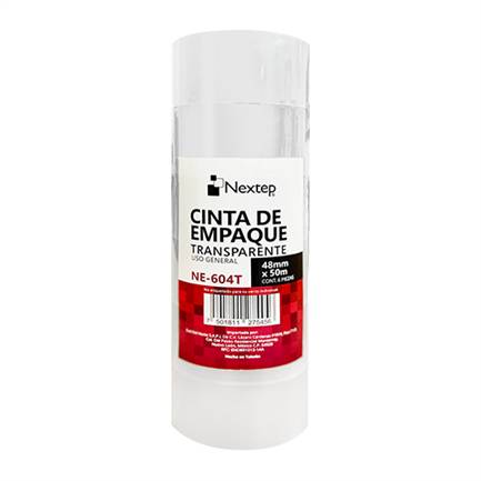 Cinta de Empaque Transparente Nextep NE-604T Uso General  48mm x 50 mts  paquete con 6 piezas -