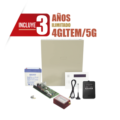 [VISTA48MN01/60RF3Y] (3 Años 4GLTEM/5G ILIMITADO INCLUIDO)  Kit Vista48LA con comunicador 4GLTEM/5G MN01, Teclado, Gabinete, Batería y Transformador