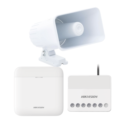 [AXPRO-KIT-SIRENA-C] (AXPRO) KIT de alarma AX PRO con sirena cableada 30W / Incluye: 1 Hub con Batería de respaldo / 1 Sirena Cableada de 30 Watts IP65 / 1 Relevador Inalámbrico 0 a 36 VCC / Compatible con Hik-Connect P2P