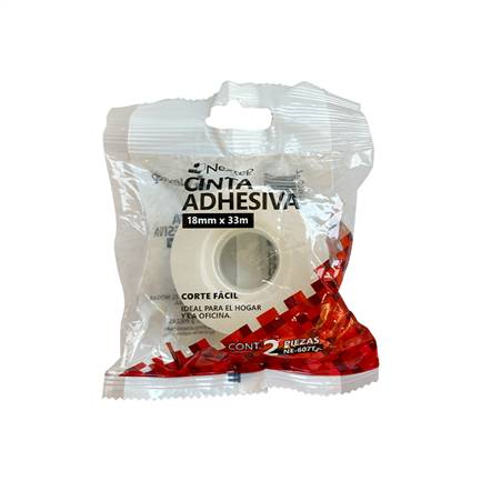 Cinta Adhesiva Nextep NE-607T Corte Fácil 18mm x 33mm mts con 2 piezas -