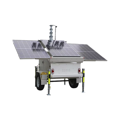 Traila con Mástil Retráctil de 7.5 m. para Videovigilancia o Iluminación, con Bases para Instalar Paneles Solares y Baterías (No incluidos)