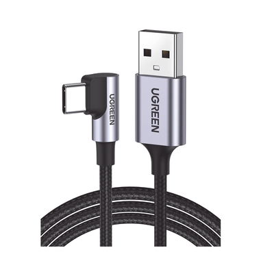 [50941] Cable USB-A a USB-C | 1 Metro | Conector con Ángulo Recto de 90° | Carga Rápida de hasta 60W | 480 Mbps | PD3.0 | QC4.0/3.0/2.0 | FPC | AFC | Protección Integrada| Caja de Aluminio | Nylon Trenzado | Color Negro