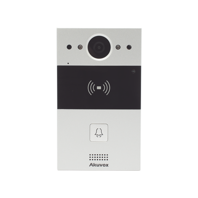 [R20A] Videoportero de 1 Botón / Lector de Tarjetas MIFARE y PROX EM / Notificación a APP / 100% en la Nube / Notificación por Llamada Telefónica / SIP / ONVIF / IP65 / Cámara 2MP / Panel de Aluminio / Control de 2 Puertas