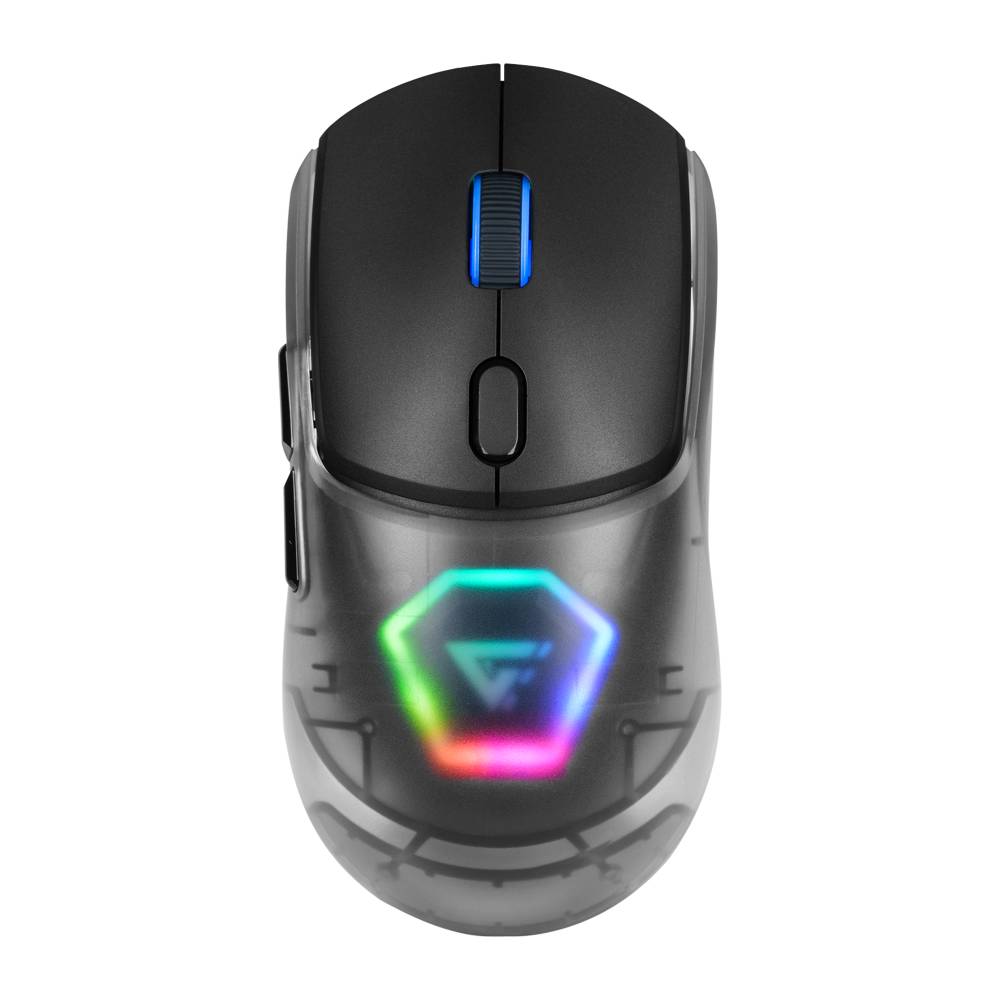 MOUSE GAME FACTOR MOW700 INALÁMBRICO - CARCASAS INTERCAMBIABLES, 2.4G+BT, PIXART 3395, 26, 000 DPI, RGB, NEGRO