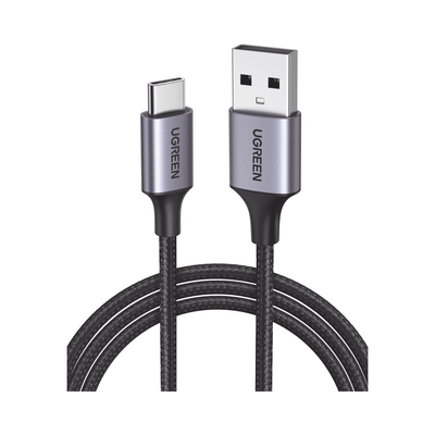 [60128] Cable USB-A a USB-C | 2 Metros | Transferencia de datos de 480 Mbps | Carga Rápida | QC 4.0/3.0/2.0 | FPC | AFC | Protección Integrada | Caja de Aluminio | Nylon Trenzado | Color Negro.