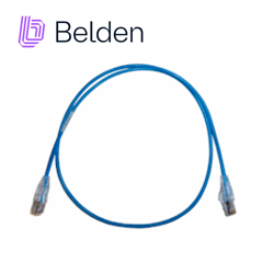 Patchcord utp cat6 belden c6d1106002 forro pvc azul cmr-riser 4 pares calibre conductor 28 awg diámetro reducido multifilar cobre estañado uso interior partes relacionadas:conectores modulares cat6 patch panel cat6 longitud 2 pies 0.6 metros