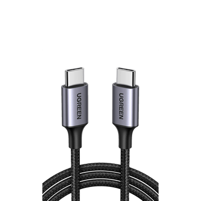 [50152] Cable USB-C a USB-C | 2 Metros | Transferencia de datos de 480 Mbps | Carga Rápida de hasta 60W | QC 4.0/3.0/2.0 | PD3.0 | FPC | AFC | Protección Integrada | Caja de Aluminio | Nylon Trenzado | Color Negro.