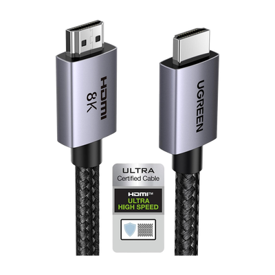 [25911] Cable HDMI 2.1 de 8K@60Hz | 3 metros | 48Gbps | HDR10+ | 3D Inversivo| eARC | Dolby ATMOS |   VVR | QMS | QFT | ALLM | 3 modos de Visualización | Certificado HDMI 8K | Niquelado | Nylon Trenzado | Carcasa de Aluminio.