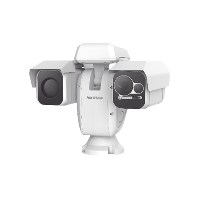 PTZ Punta de Poste IP Dual / Lente Térmico 100 mm (640 X 512) / Lente Óptico 56X Zoom (4 MP) / 800 mts IR Laser / 24 VCA / IP66 / Recubrimiento Anticorrosivo 