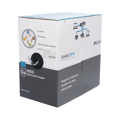 Bobina de cable de 305 m, ( 1000 ft ), Cat5e, alto desempeño, de color Gris, UL, para aplicaciones en video vigilancia, redes de datos. Uso Interior