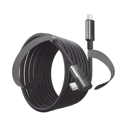 [90629] Cable USB-C a USB-C (Cable Link) | 5 metros (16 pies) |  Transferencia de Alta Velocidad | Carga Rápida | Un Extremo Angulado | Caja de Aluminio | Nylon Trenzado.