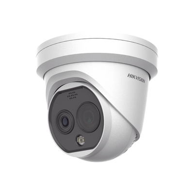 [DS-2TD1228T-2/QA(B)] Turret IP Dual / Térmica 2.1 mm (256 x 192) / Óptico 2.2 mm (4 Megapixel) / Termométrica / Detección de Temperatura / PoE /Exterior IP66 / Sirena y Luz Intermitente Integrada / MicroSD
