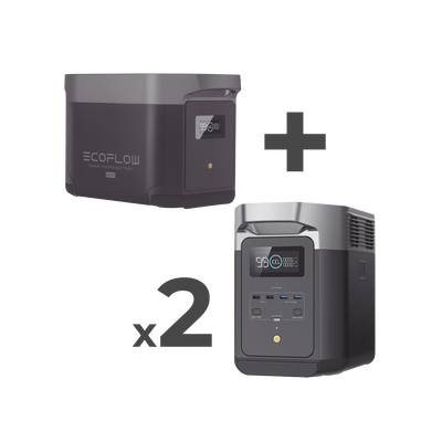 Kit de Estación de Energía Portátil 2048Wh + 2 Baterías Externas 2048Wh (6144Wh Totales)