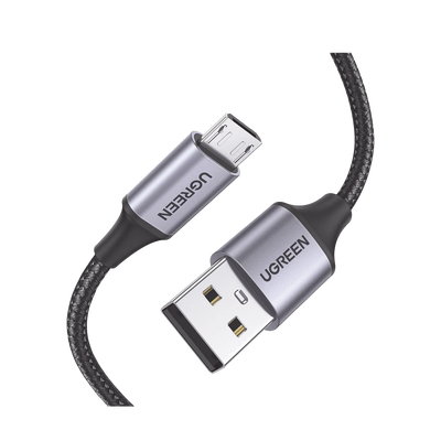 [60146] Cable USB-A a Micro USB | 1 Metro | Carga Rápida | QC 3.0/2.0 | FPC | AFC | Transferencia de datos de 480 Mbps | Recarga hasta 18W | Protección Integrada | Caja de Aluminio | Nylon Trenzado | Color Negro.