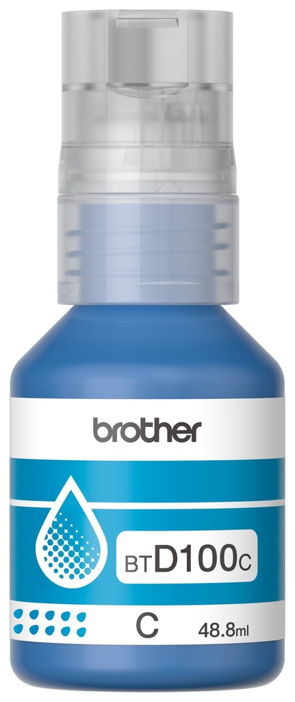 Botella de tinta Brother BTD100C cian - rendimiento aproximado 5, 000 páginas, compatible con DCPT230, DCPT530DW, DCPT730DW, MFCT930DW