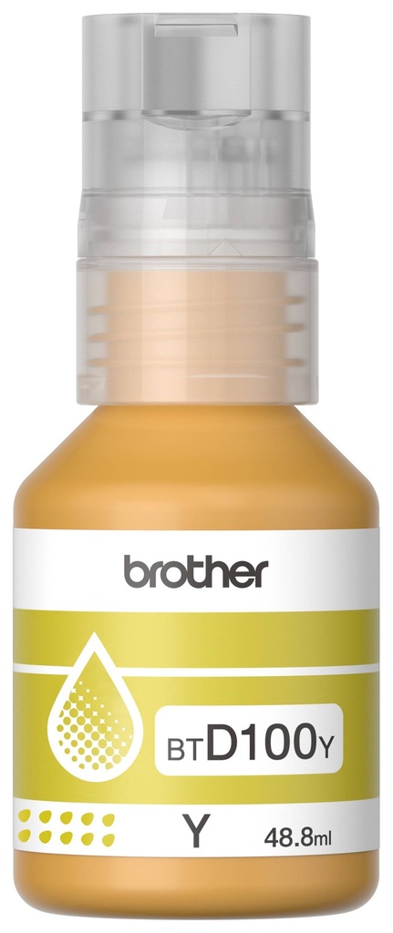 Botella de tinta Brother BTD100Y amarillo - rendimiento aproximado 5, 000 páginas, compatible con DCPT230, DCPT530DW, DCPT730DW, MFCT930DW
