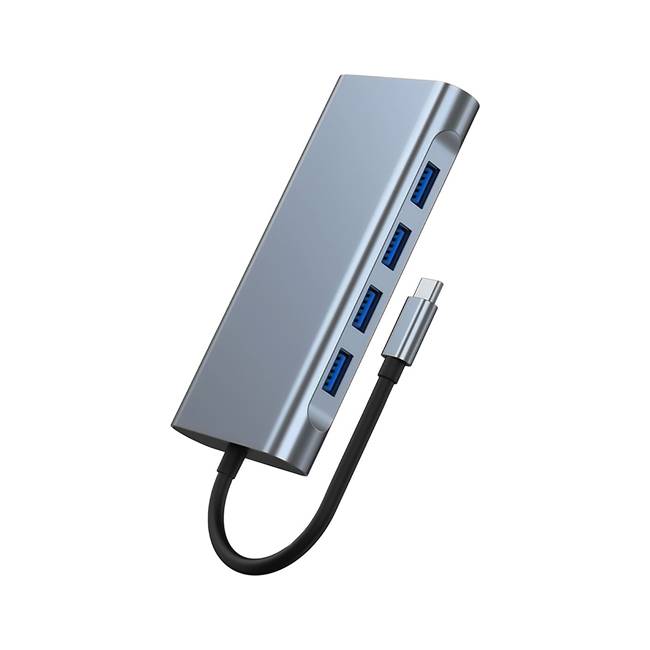 Dock Station Carga rápida para portátil 100w.  C a HDMI + RJ45 + USB 3.0 + USB 2.0 + SD/TF + CARGA PD. 1 HDMI: 4K @ 30 Hz. 2: RJ45:  VGA  4*USB 3.0. -