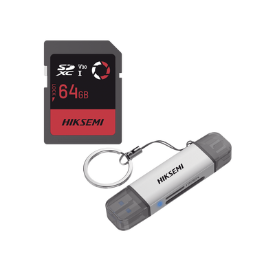 Kit de Memoria SD de 64G para Drones y Cámaras de Acción, con Lector de Tarjetas de Regalo