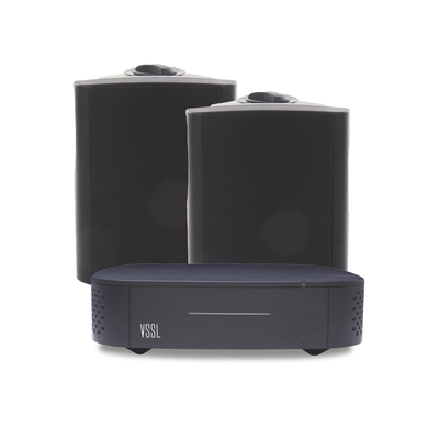 [A1X/2OLB] KIT Amplificador VSSL A1X | 2 Bocinas para Montaje Superficial de 5.25 in de TruAudio Modelo OL5BK | Color Negro IP66