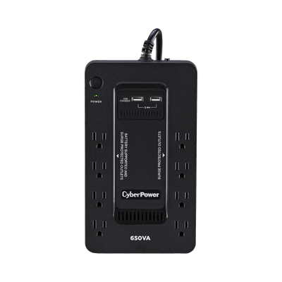 UPS de 650 VA/390 W, Topología Standby con Modo Ahorrador ECO, Entrada 120 Vca NEMA 5-15P, Con 8 Tomas NEMA 5-15R 