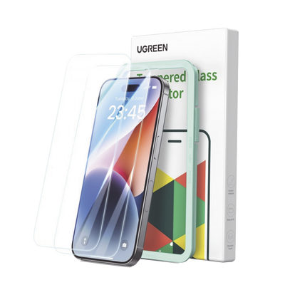 Protector de pantalla UGREEN HD con marco de instalación para iPhone 16 Pro (paquete de 2)