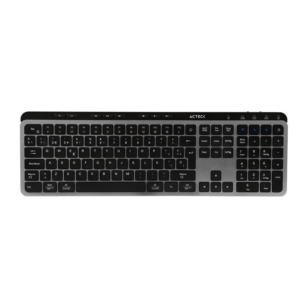 Teclado Inalámbrico 2.4hz Inspire Krea TI755 Acteck Elite Series Teclado Inalámbrico Dongle 2.4Mhz - Rango 10m, Bluetooth 5.1, USB A- USB C, 3 Dispositivos