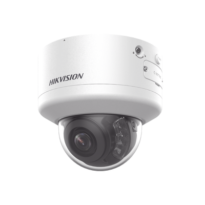 Domo IP 4 Megapixel / Lente Mot. 2.7 a 13.5 mm / Dual Light (40 mts IR + 40 mts Luz Blanca  / Exterior IP66 / IK10  / Audio y Alarma I/O / PoE+ / ONVIF / Micro SD / 4 Analíticos: AcuSense, Deteccion Facial, Conteo de Personas por Cruce y Zona