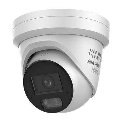 [Dual Light + ColorVu] Turret IP 8 Megapixel /  Lente 2.8 mm / 40 mts IR + 40 mts Luz Blanca / Exterior IP67 / Luz Intermitente y Alerta de Audio / Micrófono Integrado / Videoanaliticos (Filtro de Falsas Alarmas) / ACUSEARCH