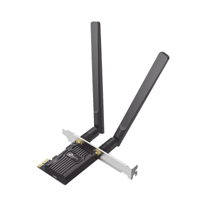 Adaptador  PCIe inalámbrico doble banda AX1800 Mbps / Seguridad Inalámbrica WPA3 /Antena de alta ganancia / Tecnología MU-MUMO 2X2 / Soporte de perfil bajo y Altura completa / Bluetooth 5.2