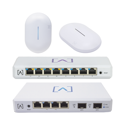 [ALTA-STR-KIT] Starter KIT Alta Labs: Incluye 1 Router (Route10) / 1 Switch PoE (S8-POE) / 1 Puntos de Acceso WiFi 6 AP6 / 1 Punto de Acceso AP6-PRO / Bloqueo de Contenido / Administración en la Nube / App Gratuita / Compatible con la plataforma Purple