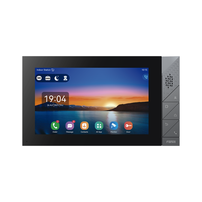 [I55A] Monitor IP/SIP para interior con Android, Wi-Fi, Bluetooth, pantalla táctil de 7", audio de 2 vías, PoE, 8 interfaces de entrada de alarma.