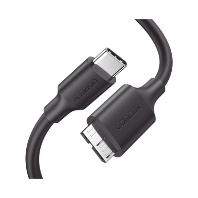[20103] Cable USB Tipo C 3.0 a Micro Tipo B | 1m |Carga Rápida | 5 Gbps | Transferencia de Datos | Blindaje Interior Múltiple | Compatible con Disco Duro Externo, Portátiles, Seagate, Nikon, Canon.